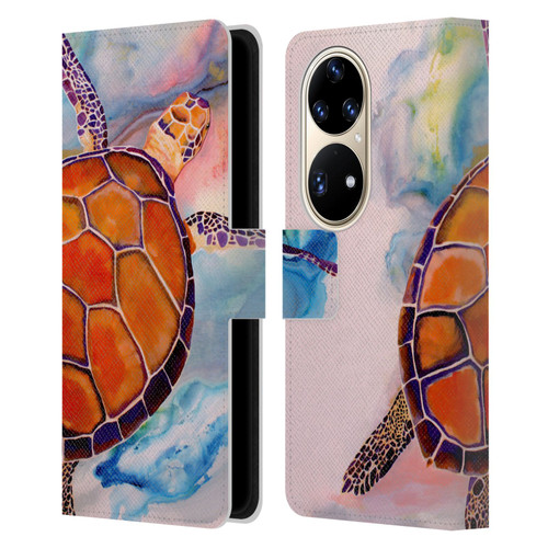 Jody Wright Animals Tranquility Sea Turtle Leather Book Wallet Case Cover For Huawei P50 Pro