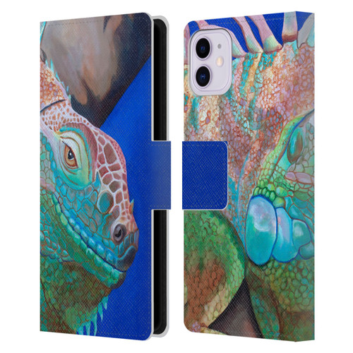 Jody Wright Animals Iguana Attitude Leather Book Wallet Case Cover For Apple iPhone 11