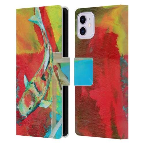 Jody Wright Animals Koi Fish Leather Book Wallet Case Cover For Apple iPhone 11