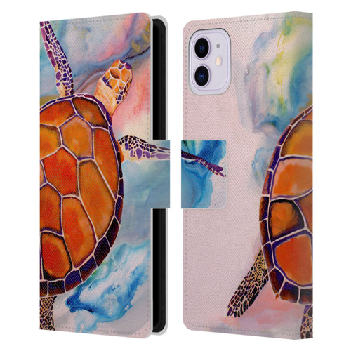 Jody Wright Animals Tranquility Sea Turtle Leather Book Wallet Case Cover For Apple iPhone 11
