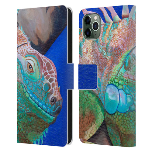 Jody Wright Animals Iguana Attitude Leather Book Wallet Case Cover For Apple iPhone 11 Pro Max