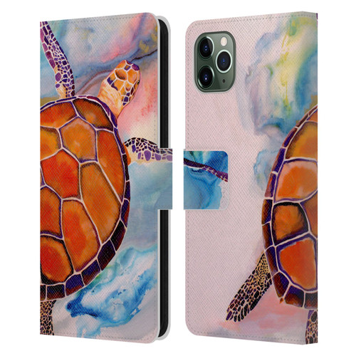 Jody Wright Animals Tranquility Sea Turtle Leather Book Wallet Case Cover For Apple iPhone 11 Pro Max