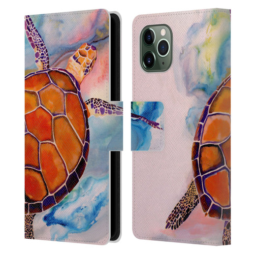 Jody Wright Animals Tranquility Sea Turtle Leather Book Wallet Case Cover For Apple iPhone 11 Pro