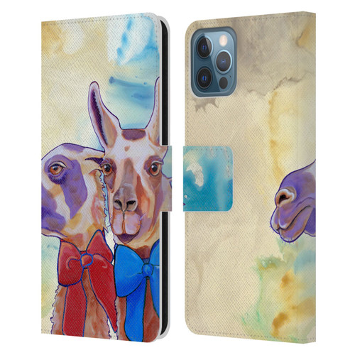 Jody Wright Animals Lovely Llamas Leather Book Wallet Case Cover For Apple iPhone 12 / iPhone 12 Pro