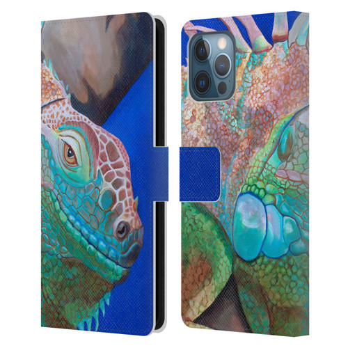 Jody Wright Animals Iguana Attitude Leather Book Wallet Case Cover For Apple iPhone 12 Pro Max