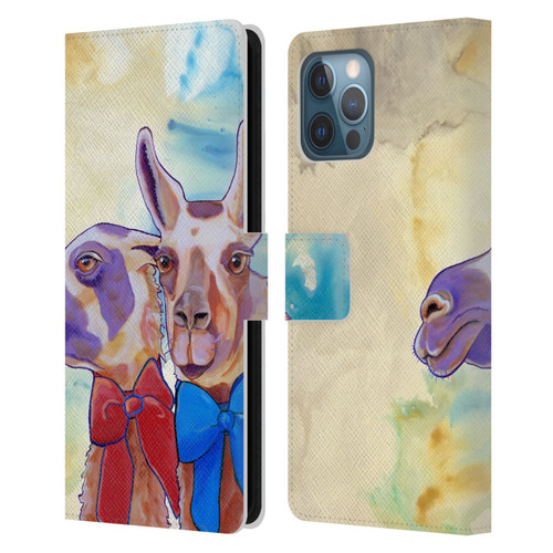 Jody Wright Animals Lovely Llamas Leather Book Wallet Case Cover For Apple iPhone 12 Pro Max