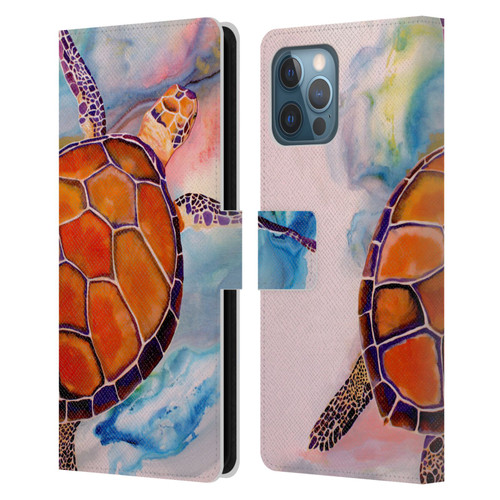 Jody Wright Animals Tranquility Sea Turtle Leather Book Wallet Case Cover For Apple iPhone 12 Pro Max