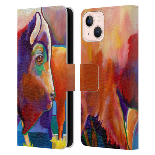 Jody Wright Animals Bison Leather Book Wallet Case Cover For Apple iPhone 13