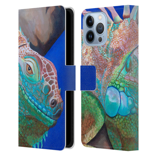 Jody Wright Animals Iguana Attitude Leather Book Wallet Case Cover For Apple iPhone 13 Pro Max