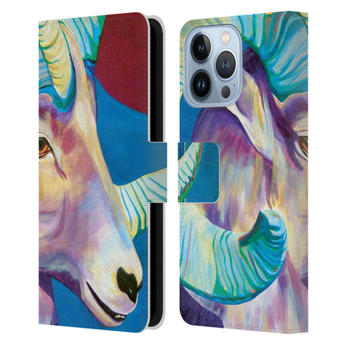 Jody Wright Animals Bighorn Leather Book Wallet Case Cover For Apple iPhone 13 Pro