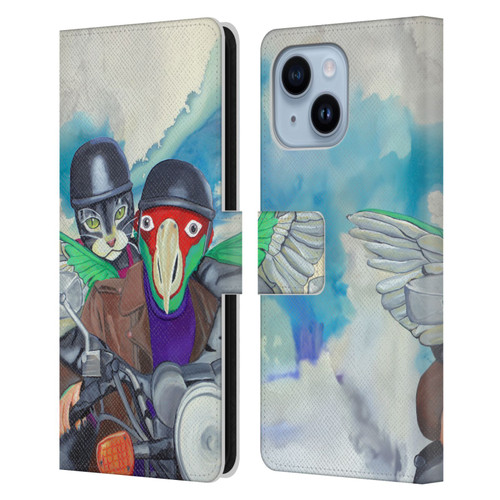 Jody Wright Animals Bikers Different Strokes Leather Book Wallet Case Cover For Apple iPhone 14 Plus