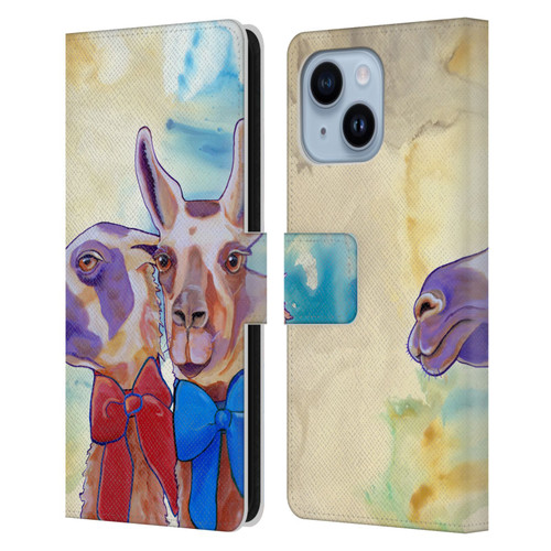 Jody Wright Animals Lovely Llamas Leather Book Wallet Case Cover For Apple iPhone 14 Plus