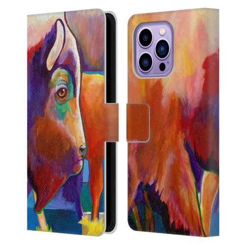 Jody Wright Animals Bison Leather Book Wallet Case Cover For Apple iPhone 14 Pro Max