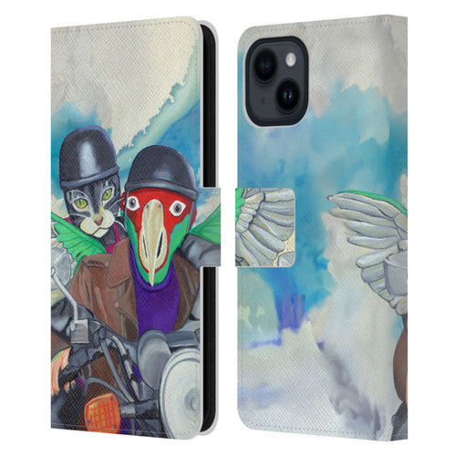 Jody Wright Animals Bikers Different Strokes Leather Book Wallet Case Cover For Apple iPhone 15