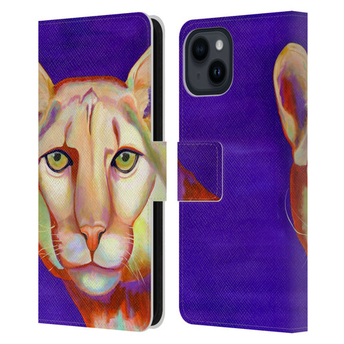Jody Wright Animals Panther Leather Book Wallet Case Cover For Apple iPhone 15