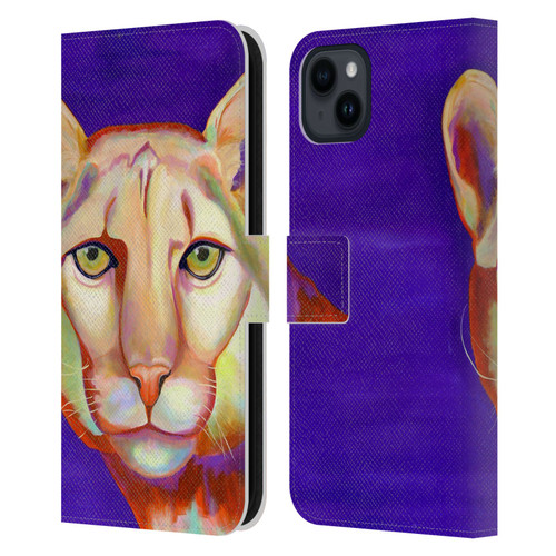 Jody Wright Animals Panther Leather Book Wallet Case Cover For Apple iPhone 15 Plus