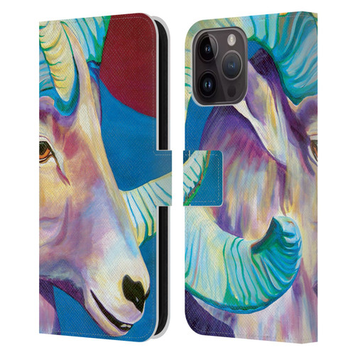 Jody Wright Animals Bighorn Leather Book Wallet Case Cover For Apple iPhone 15 Pro Max