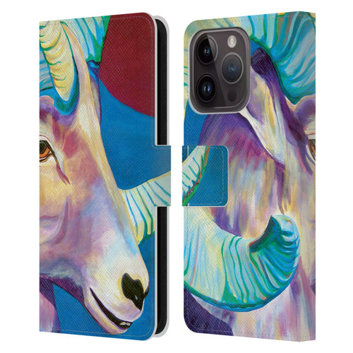Jody Wright Animals Bighorn Leather Book Wallet Case Cover For Apple iPhone 15 Pro