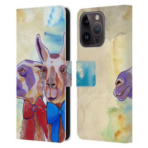 Jody Wright Animals Lovely Llamas Leather Book Wallet Case Cover For Apple iPhone 15 Pro