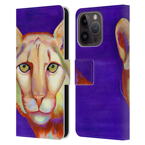 Jody Wright Animals Panther Leather Book Wallet Case Cover For Apple iPhone 15 Pro