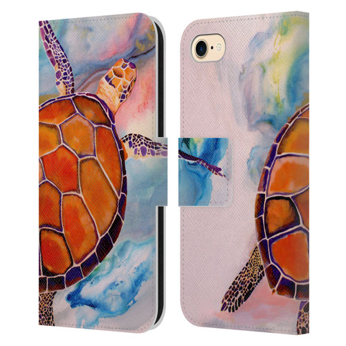 Jody Wright Animals Tranquility Sea Turtle Leather Book Wallet Case Cover For Apple iPhone 7 / 8 / SE 2020 & 2022