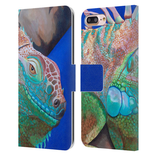Jody Wright Animals Iguana Attitude Leather Book Wallet Case Cover For Apple iPhone 7 Plus / iPhone 8 Plus