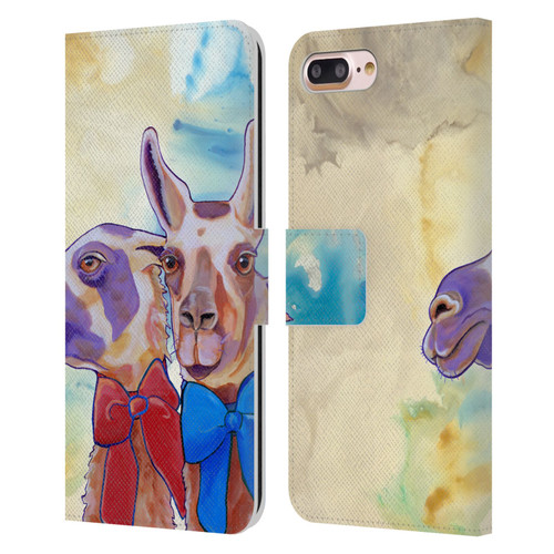 Jody Wright Animals Lovely Llamas Leather Book Wallet Case Cover For Apple iPhone 7 Plus / iPhone 8 Plus