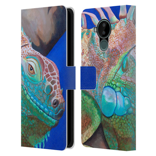 Jody Wright Animals Iguana Attitude Leather Book Wallet Case Cover For Nokia C30