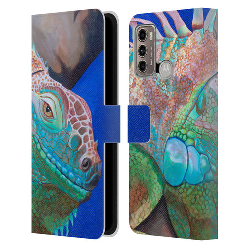 Jody Wright Animals Iguana Attitude Leather Book Wallet Case Cover For Motorola Moto G60 / Moto G40 Fusion