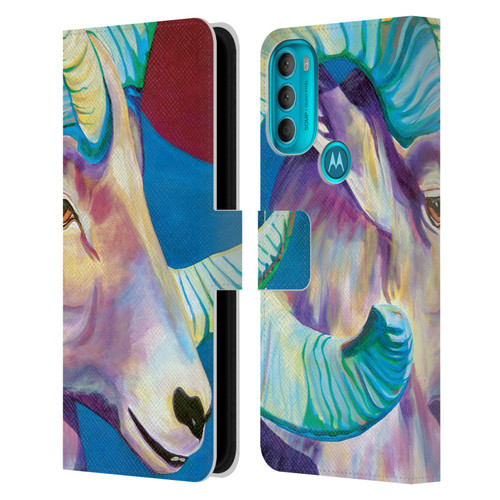 Jody Wright Animals Bighorn Leather Book Wallet Case Cover For Motorola Moto G71 5G
