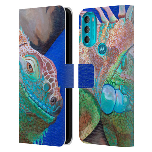 Jody Wright Animals Iguana Attitude Leather Book Wallet Case Cover For Motorola Moto G71 5G