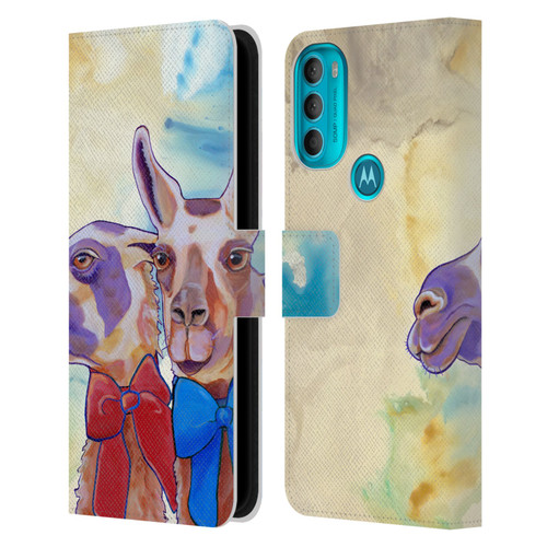 Jody Wright Animals Lovely Llamas Leather Book Wallet Case Cover For Motorola Moto G71 5G