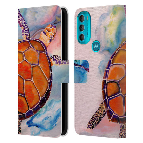 Jody Wright Animals Tranquility Sea Turtle Leather Book Wallet Case Cover For Motorola Moto G71 5G