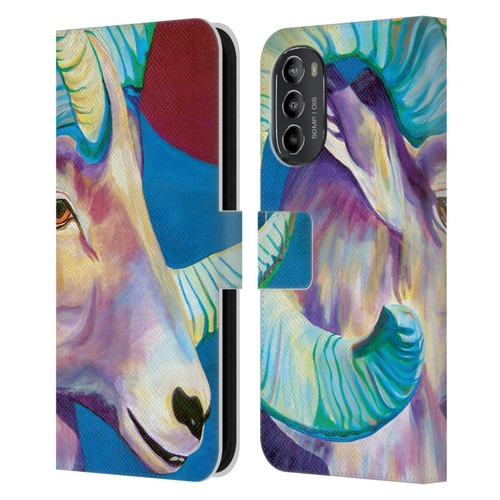 Jody Wright Animals Bighorn Leather Book Wallet Case Cover For Motorola Moto G82 5G