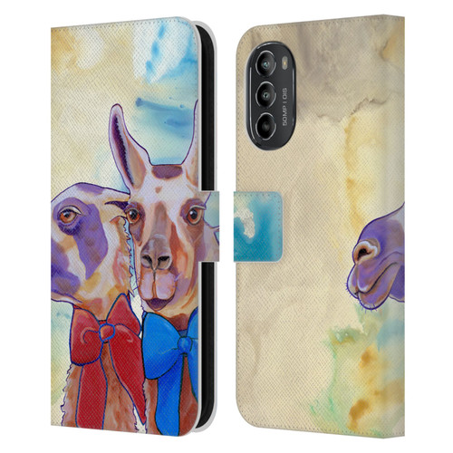 Jody Wright Animals Lovely Llamas Leather Book Wallet Case Cover For Motorola Moto G82 5G
