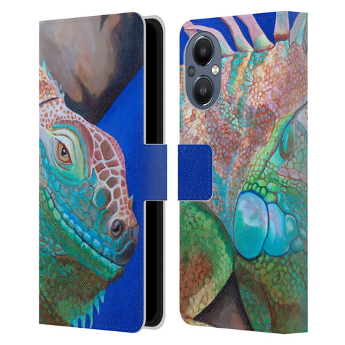 Jody Wright Animals Iguana Attitude Leather Book Wallet Case Cover For OnePlus Nord N20 5G