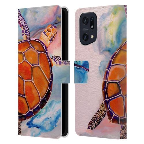 Jody Wright Animals Tranquility Sea Turtle Leather Book Wallet Case Cover For OPPO Find X5