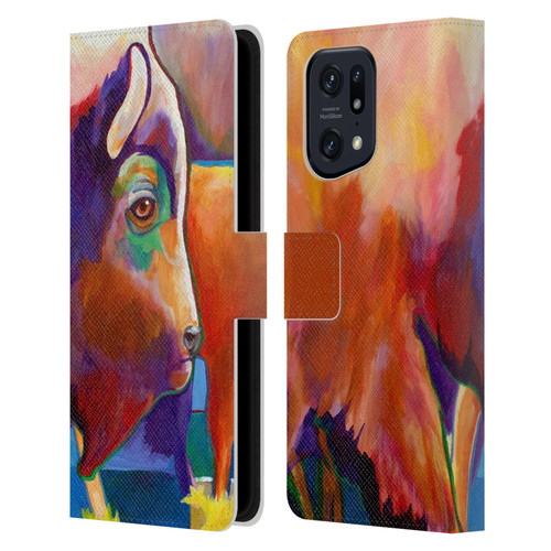 Jody Wright Animals Bison Leather Book Wallet Case Cover For OPPO Find X5 Pro