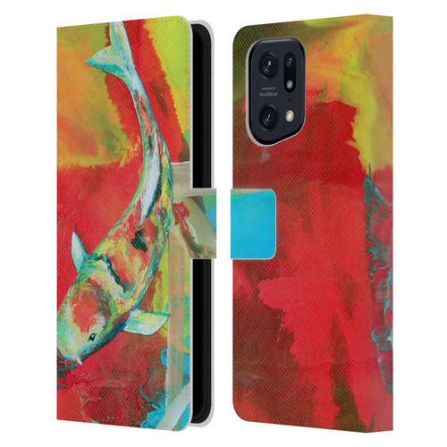 Jody Wright Animals Koi Fish Leather Book Wallet Case Cover For OPPO Find X5 Pro