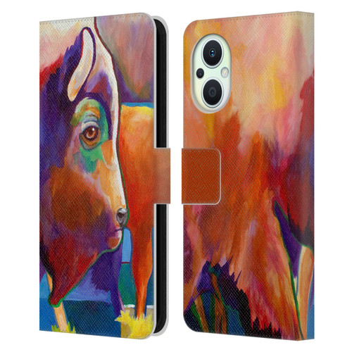 Jody Wright Animals Bison Leather Book Wallet Case Cover For OPPO Reno8 Lite