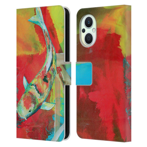 Jody Wright Animals Koi Fish Leather Book Wallet Case Cover For OPPO Reno8 Lite