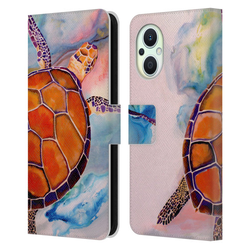 Jody Wright Animals Tranquility Sea Turtle Leather Book Wallet Case Cover For OPPO Reno8 Lite