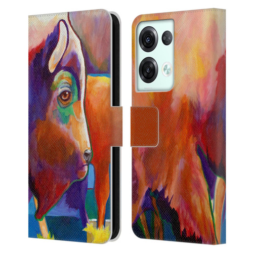 Jody Wright Animals Bison Leather Book Wallet Case Cover For OPPO Reno8 Pro