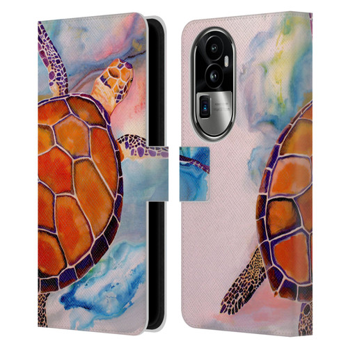 Jody Wright Animals Tranquility Sea Turtle Leather Book Wallet Case Cover For OPPO Reno10 Pro+