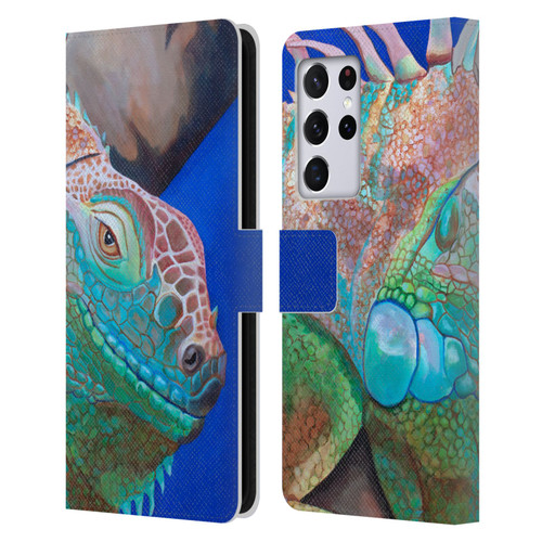 Jody Wright Animals Iguana Attitude Leather Book Wallet Case Cover For Samsung Galaxy S21 Ultra 5G
