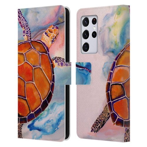 Jody Wright Animals Tranquility Sea Turtle Leather Book Wallet Case Cover For Samsung Galaxy S21 Ultra 5G