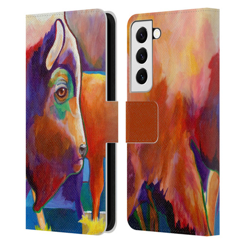Jody Wright Animals Bison Leather Book Wallet Case Cover For Samsung Galaxy S22 5G