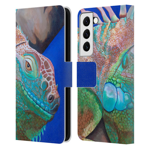 Jody Wright Animals Iguana Attitude Leather Book Wallet Case Cover For Samsung Galaxy S22 5G
