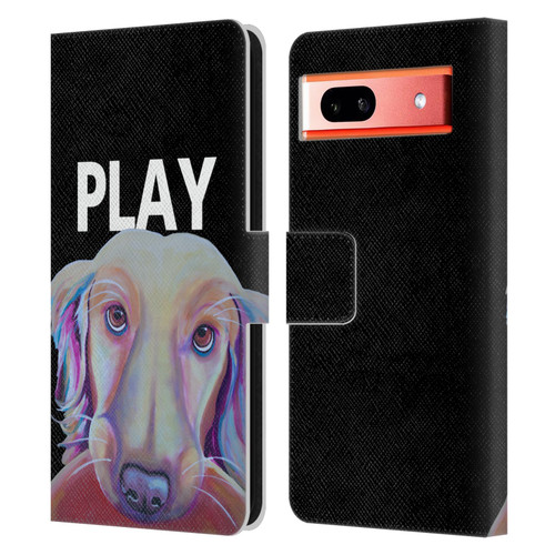 Jody Wright Dog And Cat Collection Playful Leather Book Wallet Case Cover For Google Pixel 7a