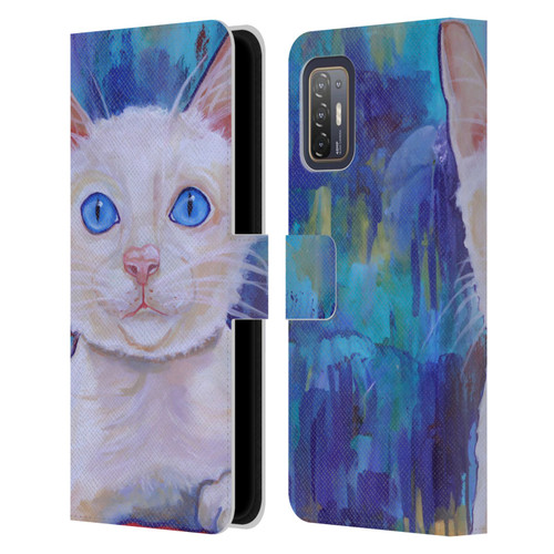 Jody Wright Dog And Cat Collection Pretty Blue Eyes Leather Book Wallet Case Cover For HTC Desire 21 Pro 5G